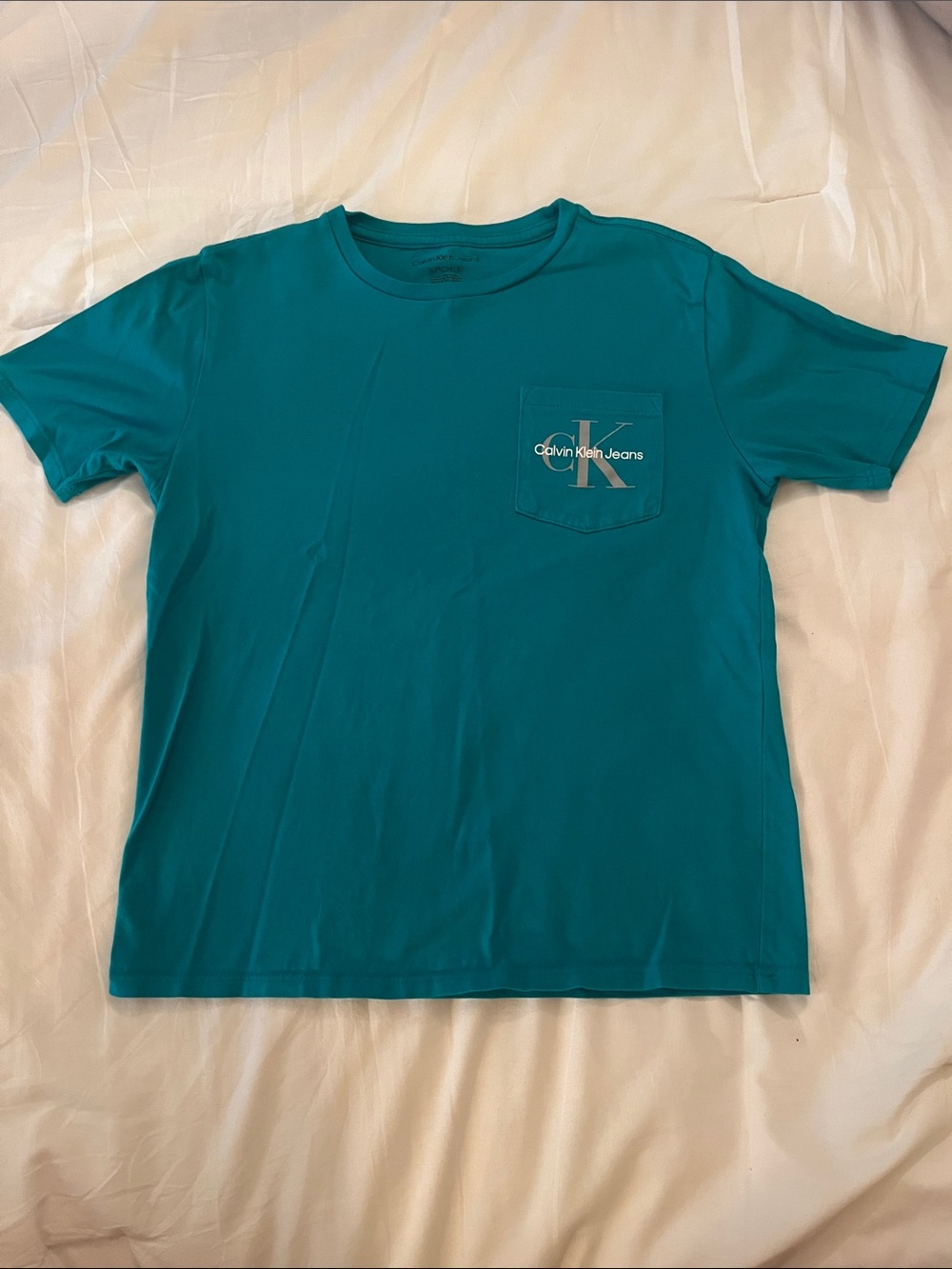 Calvin Klein Jeans Kid's Teal Pocket Crew Neck T-Shirt- sz 8